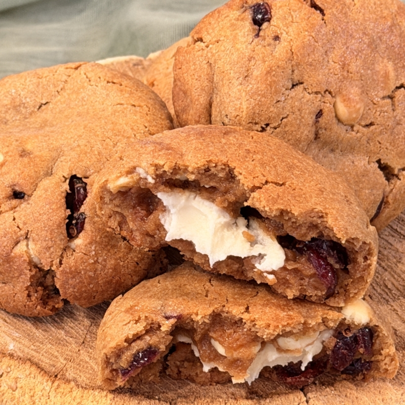 Witte chocolade/cranberry koek